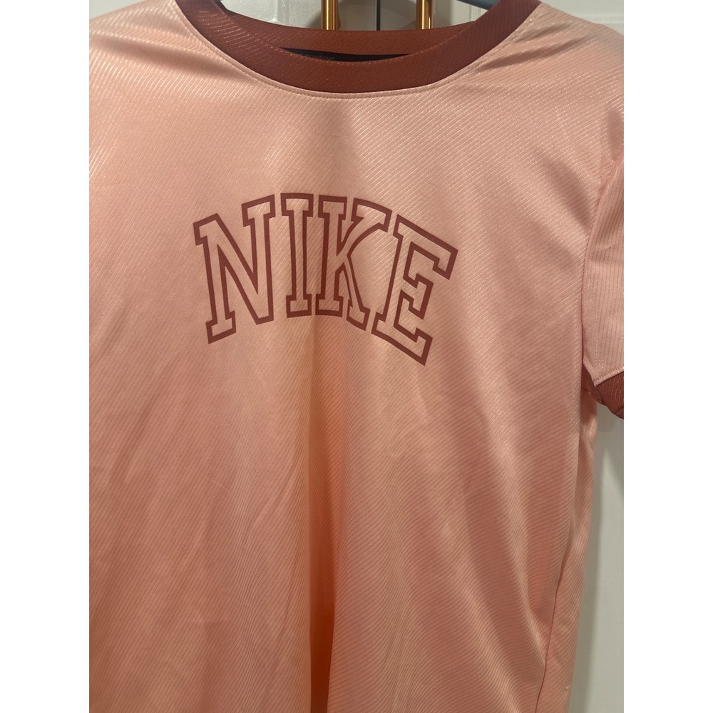 Nike Dri FIT Team Peach Ringer T Shirt Womens Medium Athletic Top - Picture 2 of 6